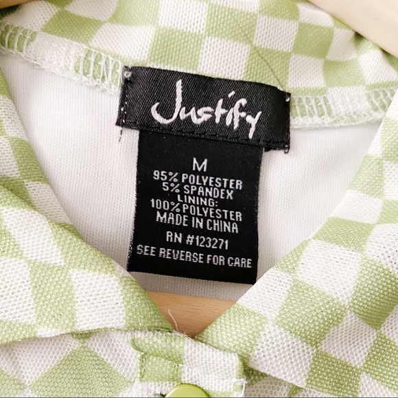 NWT Green & White Checkerboard Print Button Down Mesh Dress - Picture 4 of 12